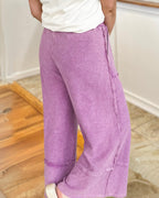 Mineral Washed Terry Wide Leg Pant