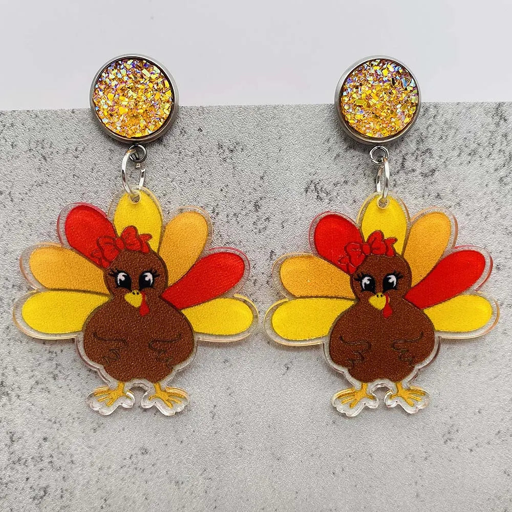 Fun Thanksgiving Turkey Earrings