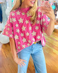 Pink Star Patch Top