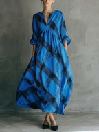 Art-inspired Print Loose Cotton-linen Dress