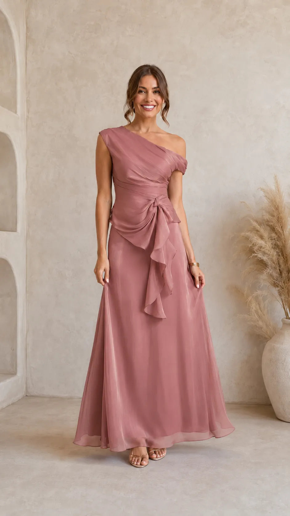 Women's Elegant One-Shoulder Evening Gown