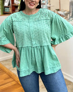 Lived In Ruffle Eyelet Top