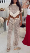 Sequin Fringe Mesh Two-Piece Set