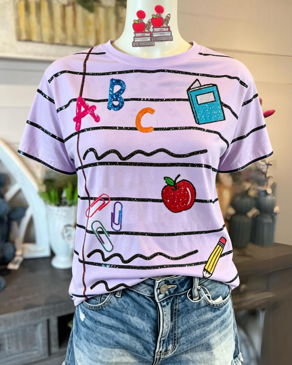 School Day Sequin Striped T-Shirt