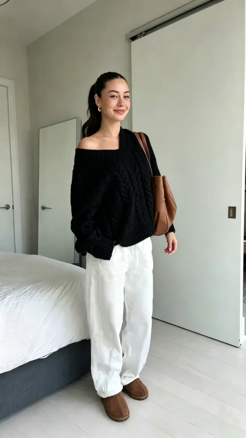 Cozy Sweater Collection for Fall 3 Styles Off Shoulder Cable Knit Mock Neck
