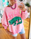 Later Gator Sequined Striped Sweatshirt