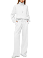 ⏰BUY 2 FREE SHIPPING 💥 Women's Solid Color Cotton Half Zip Two-Piece Set