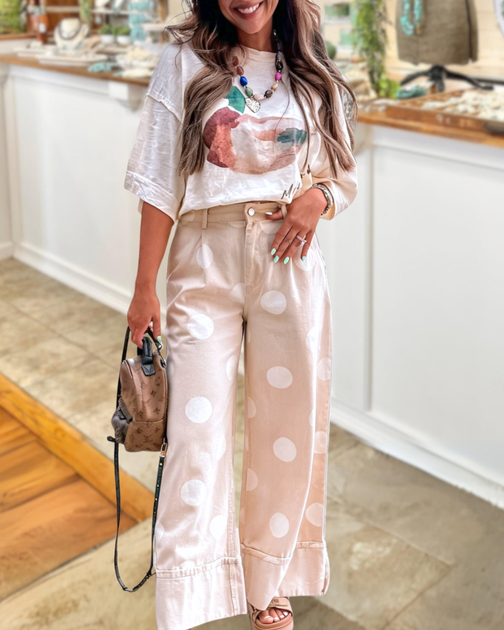 Stylish Polka-dot Denim Pants