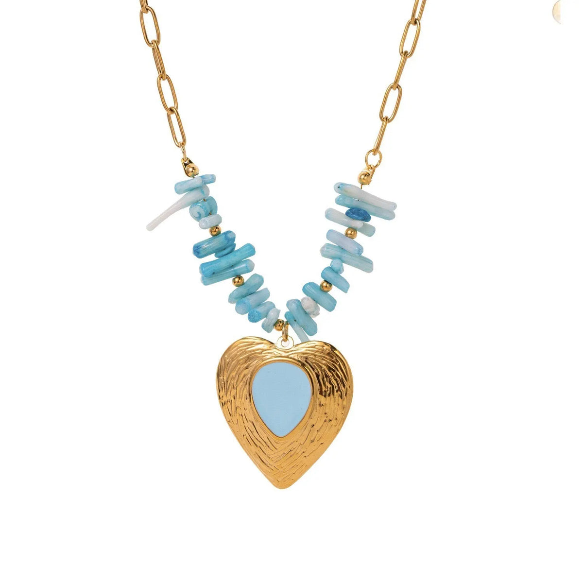 Coral Branch Heart Pendant Necklace