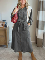 New Arrival🔥 Corduroy Shirt Dress with Tie Belt
