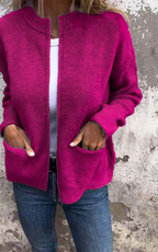 🔥 Women's Round Neck Zipper Knitted Jacket
