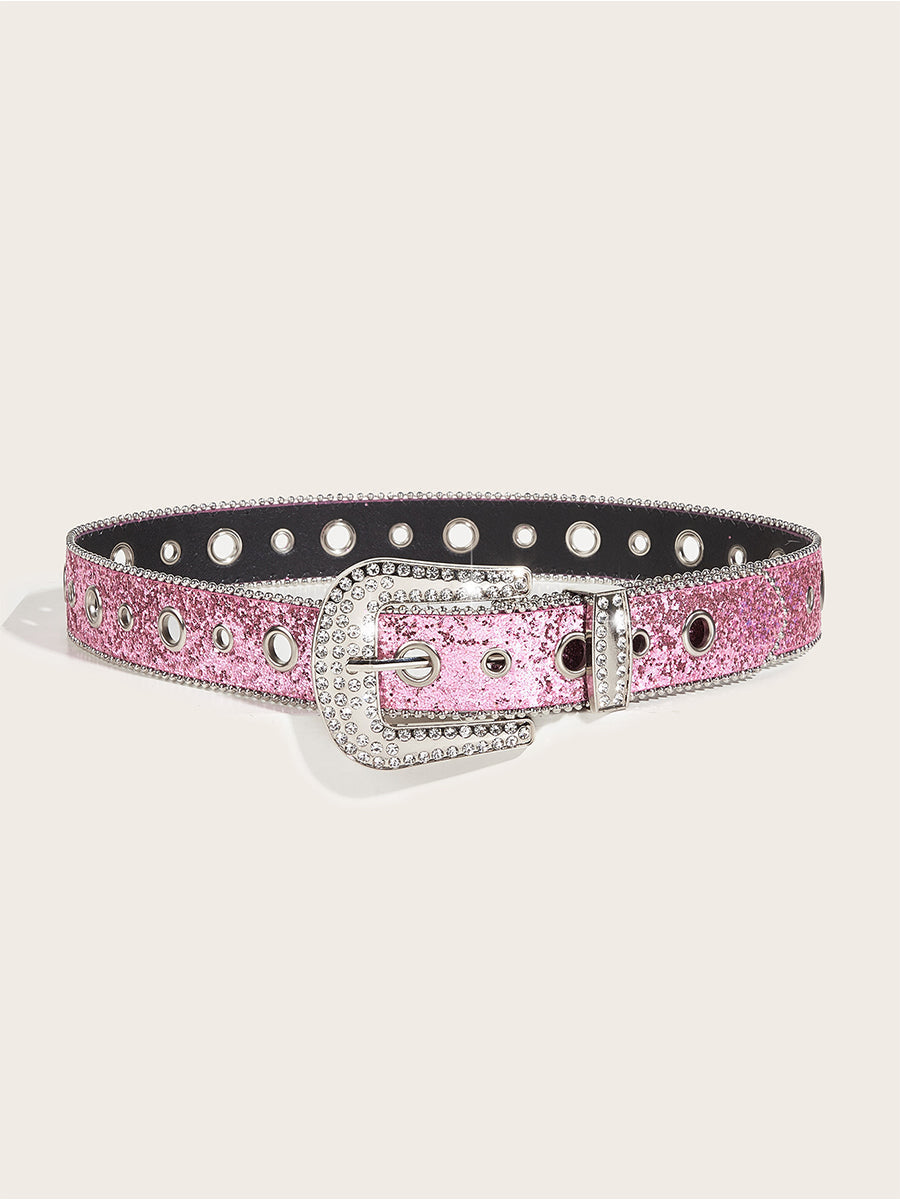 Women's Glamorous Rhinestone - Embellished Buckle Belt