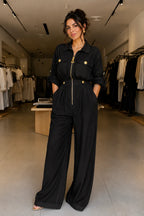 White Utility Zip-Up Jumpsuit
