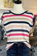 Striped Top in Fuchsia and Navy