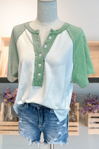 Color Block Henley Top