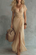 Twist Front Slit Maxi Dress