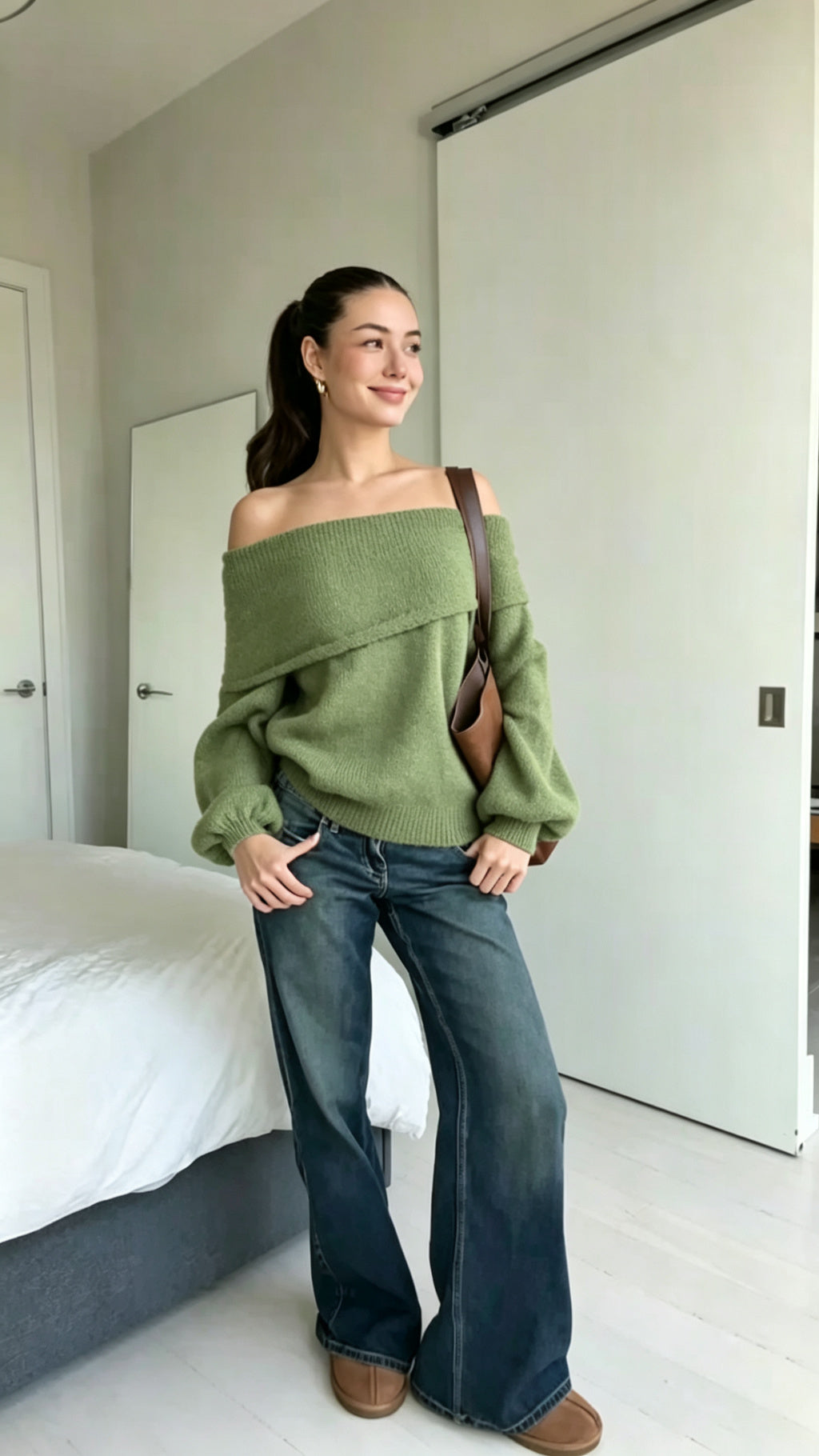 Cozy Sweater Collection for Fall 3 Styles Off Shoulder Cable Knit Mock Neck