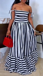 Striped Tie-Strap Maxi Dress