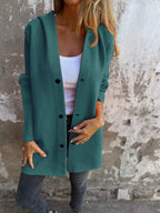 🎄Christmas Sale🔥 Casual Single Breasted Hooded Jacket