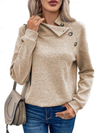 🎄Christmas Sale🔥Women's High Neck Special Button Designer Sweatshirt