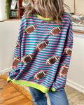Football Sequined Striped Sweatshirt