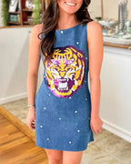 Rhinestone Tiger Sequin Tank Dress