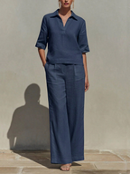 New Arrivals🔥Women's Solid Cotton Linen Two-Piece Set