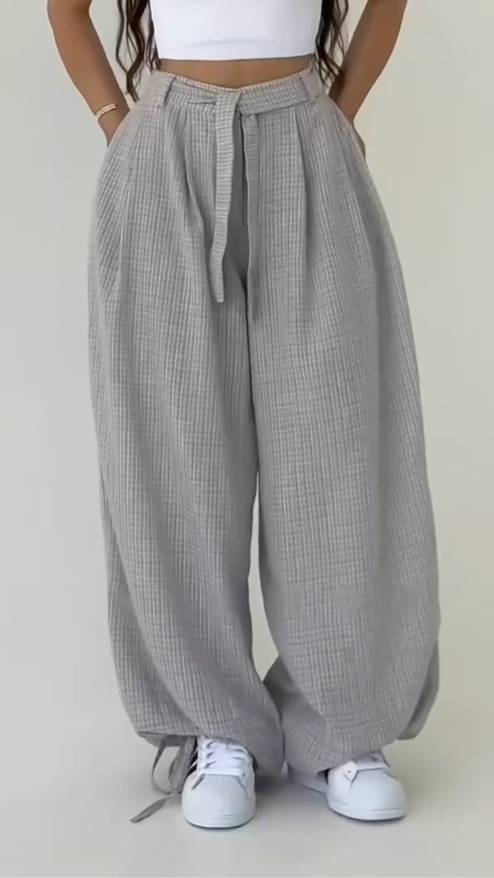 Plaid Baggy Wide Leg Pants