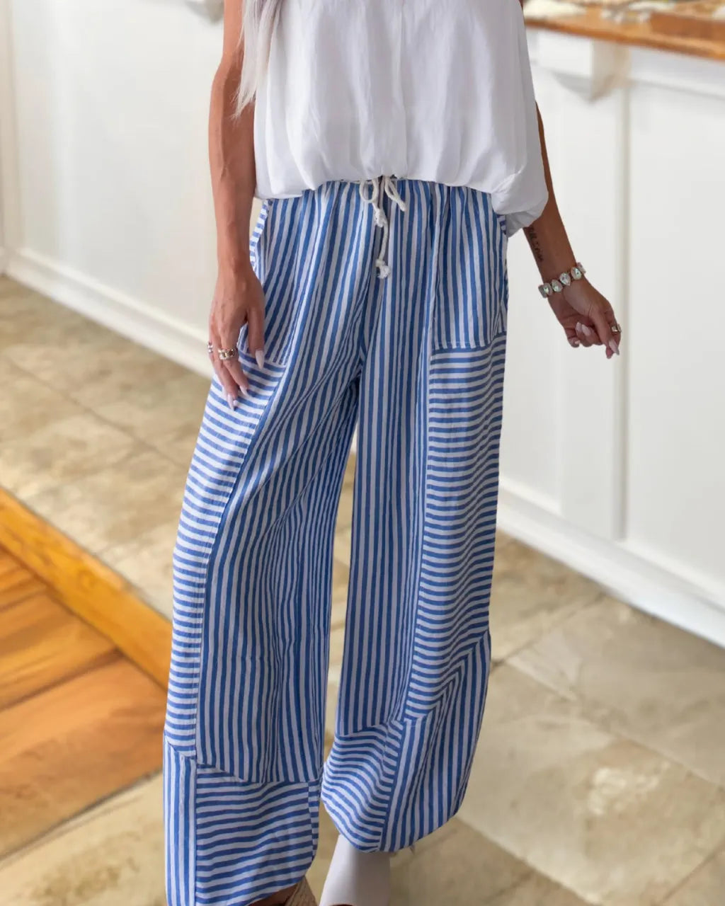 Personality Stripe Patchwork Joggers