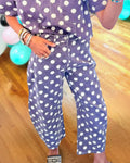 Polka Dot Washed Denim Pants