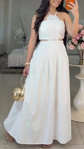 Halter Lace Two-Piece Maxi Dress