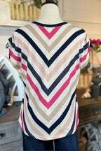 Striped Top in Fuchsia and Navy