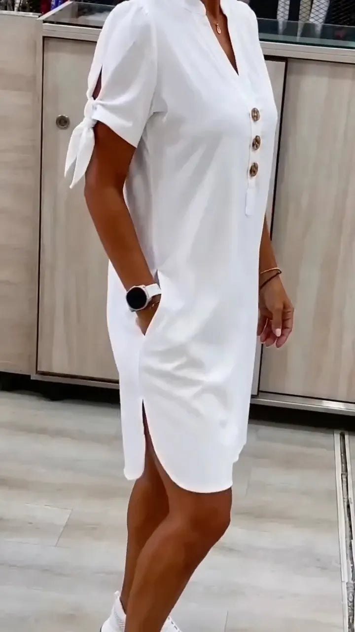 ie-Sleeve Shift Midi Dress