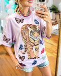 Tiger and Butterfly Sequin T-shirt