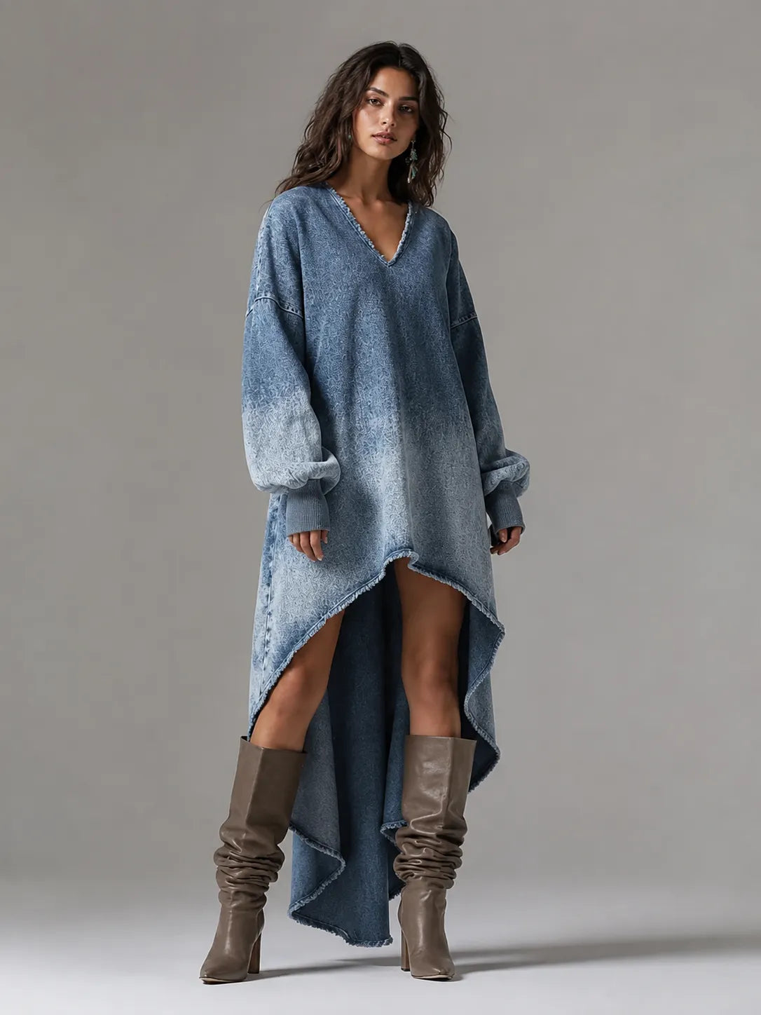 Oversized Denim High-Low Dress