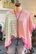 Oversized Colorblock Stripe Top