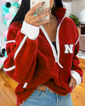 Nebraska Plush Embroidered Half-Zip Pullover