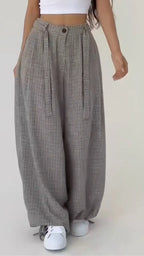 Plaid Baggy Wide Leg Pants