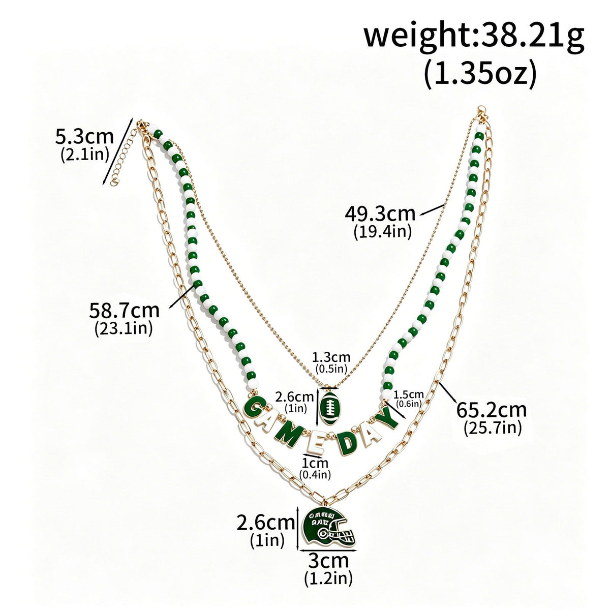 Football Helmet Stacking Design Necklace