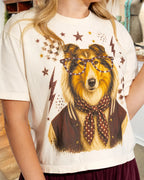 Quirky Sheepdog School Style Printed T-shirt