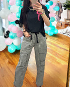 Stylish Patch Striped Pants