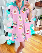 Casual Mahjong Sequin Striped Dress