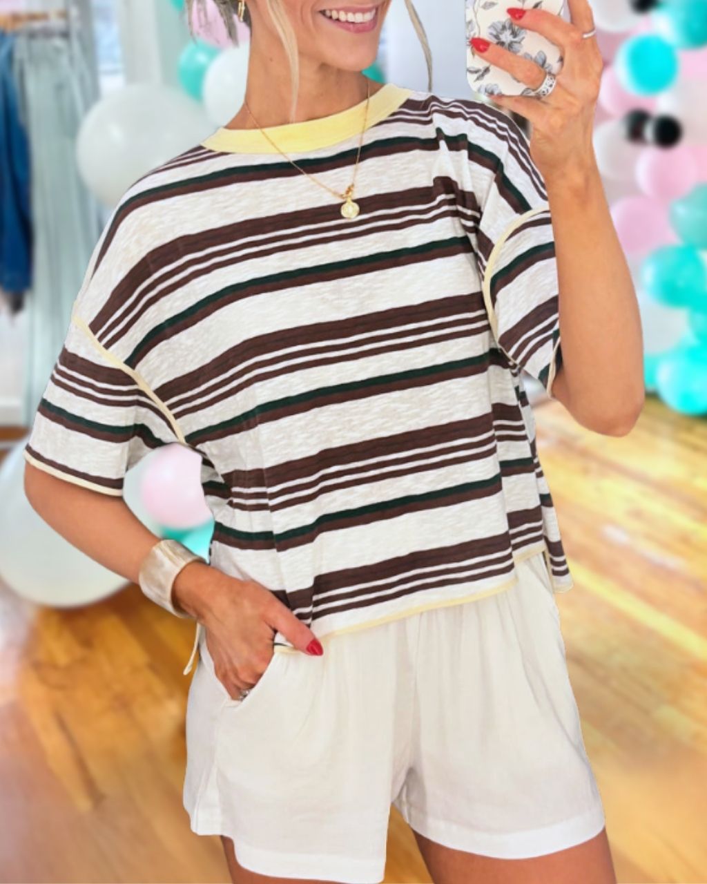 Retro Color-Block Striped T-Shirt