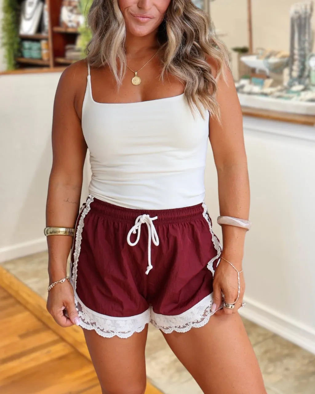 Lace Edge Casual Shorts