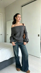 Cozy Sweater Collection for Fall 3 Styles Off Shoulder Cable Knit Mock Neck