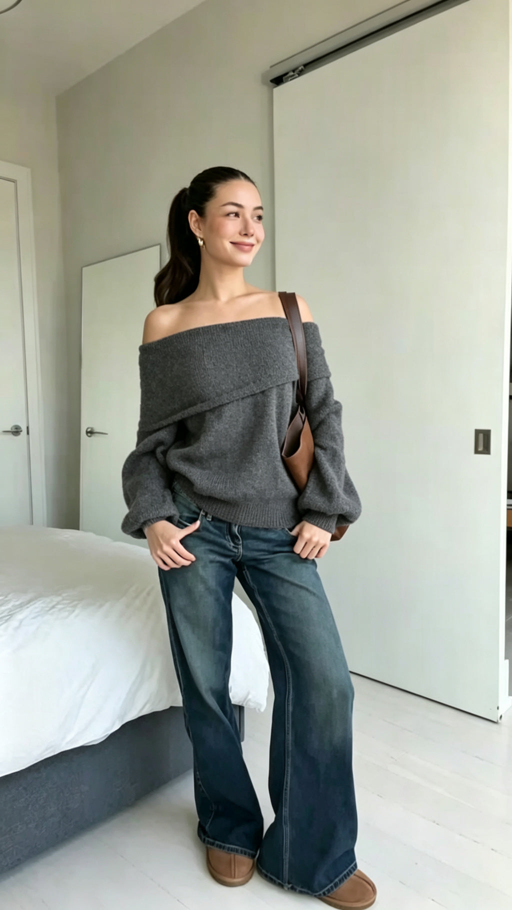 Cozy Sweater Collection for Fall 3 Styles Off Shoulder Cable Knit Mock Neck