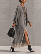 Asymmetric Lace-Trim Maxi Dress