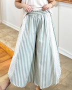 All Day Lace Trim Stripe Pants