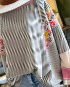 Blooms in Stripes Oversized Top