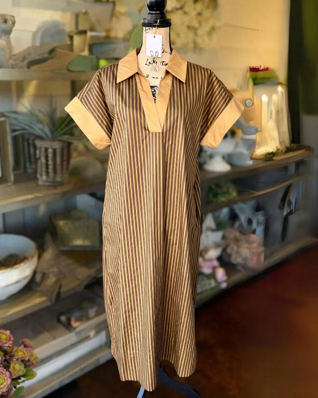 Striped V-neck Maxi Dress